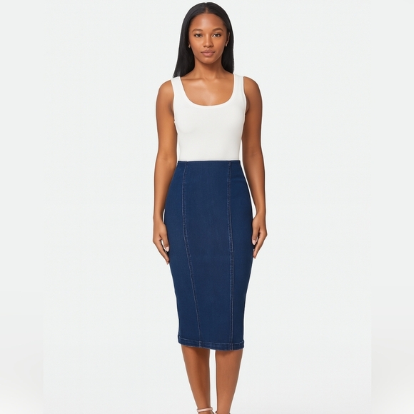 New York & Company, Zip-Back Denim Midi Pencil Skirt, Size 2 - Picture 6 of 6